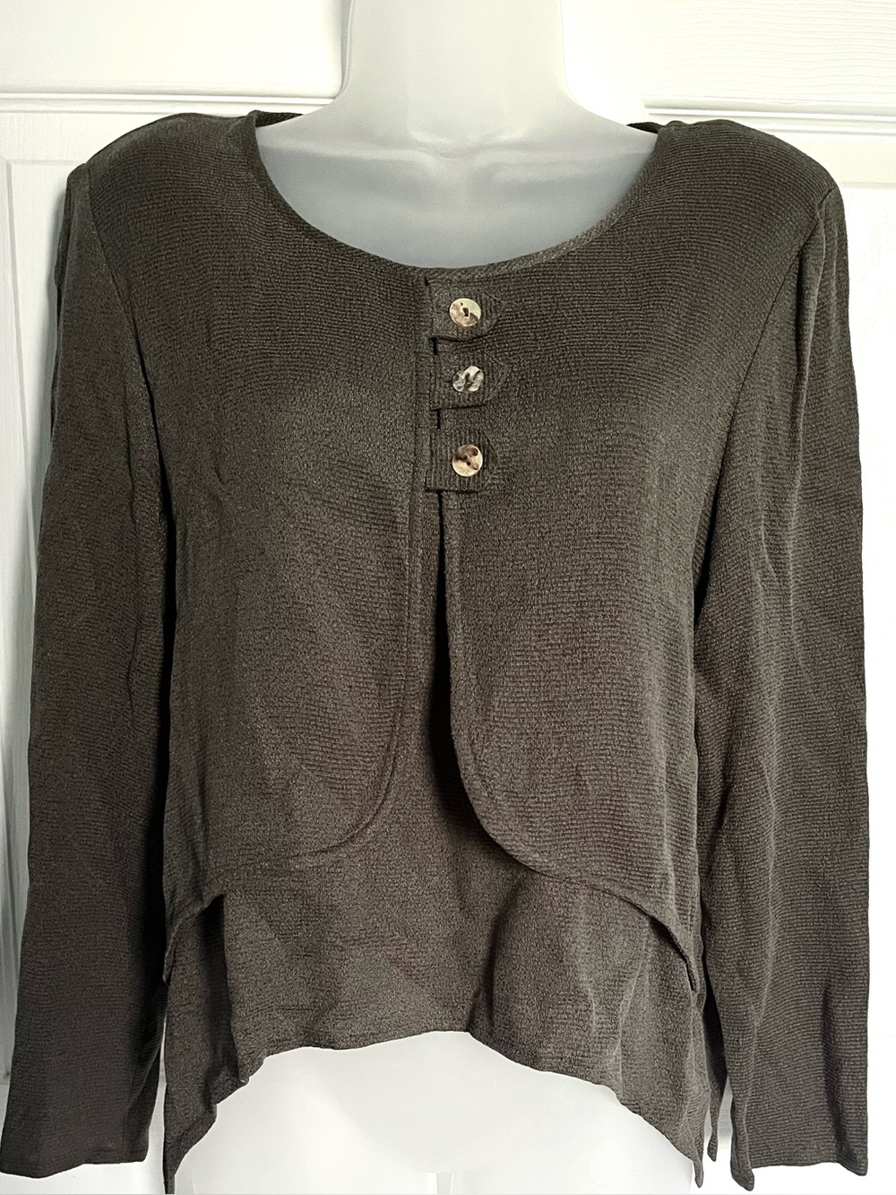 Vintage 90s Wild Rose Olive Green Modular Two Piece Faux Layered Top